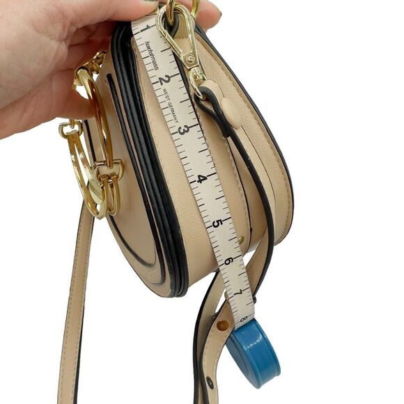 Chloe Style Crossbody Ring Bag-Beige Vegan Leather Gold Hardware - Picture 13 of 16